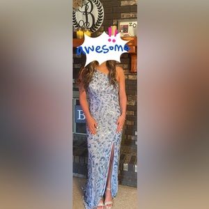 Aleta beautiful periwinkle sequin one shoulder formal